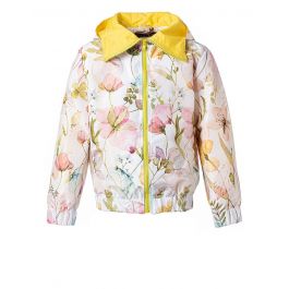 LZH Girls Raincoat Waterproof Rain Jacket Hooded Flower Print Coat 