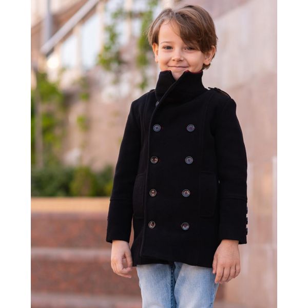 Boys black wool coat discount