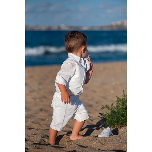 Baby boy white linen shorts online