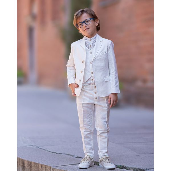 4 pieces Linen Baptism Outfit Set for Boys and Toddlers